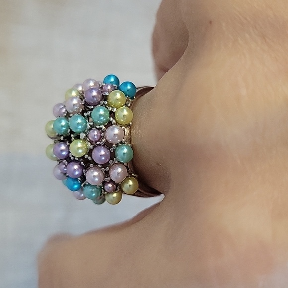 PASTEL BAUBLE BEADED STATEMENT RING - Picture 5 of 8